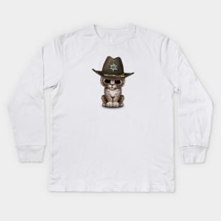 Cute Kitten Sheriff Kids Long Sleeve T-Shirt